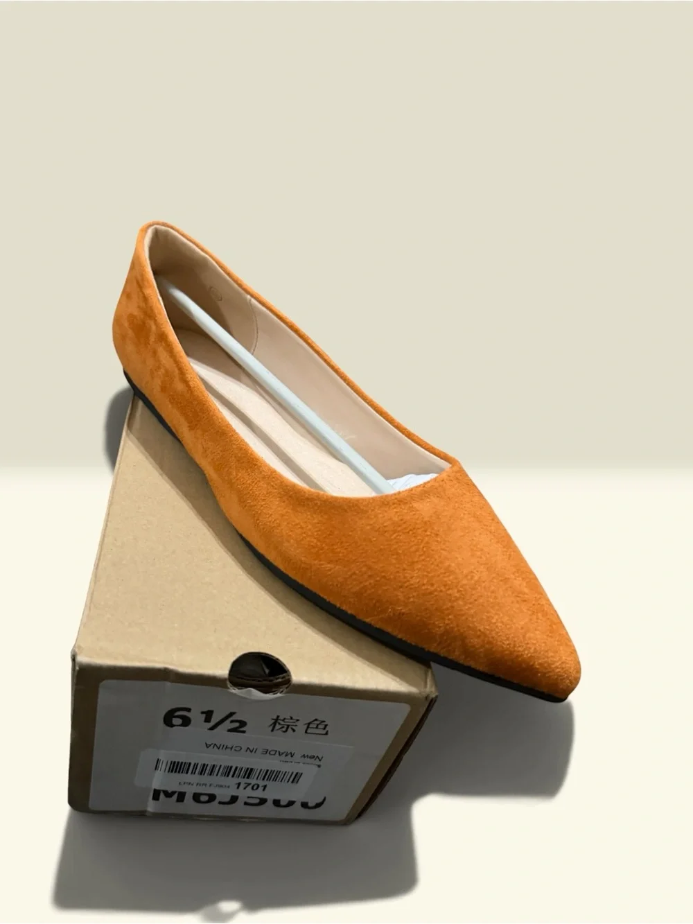Pointed Toe Orange Suede Women's Flat